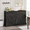 Vintage Sideboard With 2 Drawers And Four Doors For Living Room, Bedroom, And Kitchen, Room Storage Cabinet - Black Brown - Image 4