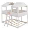 Full Over Full Bunk Bed With Roof, Window, Guardrail, Ladder - White - Image 3