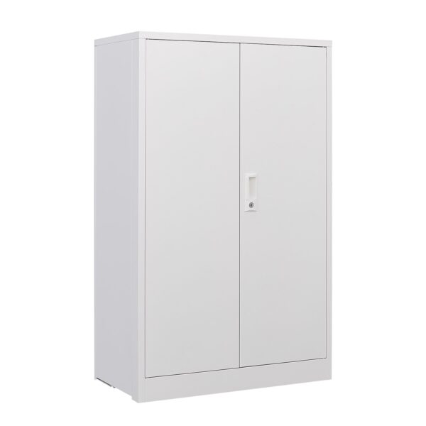 Metal Storage Cabinet With Locking Doors And Adjustable Shelf, Folding Filing Storage Cabinet, Folding Storage Locker Cabinet For Home Office, School, Garage - White