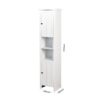 Wooden Bathroom Floor Storage Cabinet With 2 Doors And 6 Shelves - White - Image 3