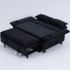 Modern Fabric Multi Functional Sofa Bed With Adjustable Armrests And Backrests Letter Striped Design Frame - Black - Image 17