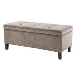Tufted Top Soft Close Storage Bench With Interior Storage - Taupe