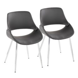 Fabrico - Mid-Century Modern Dining Chair (Set of 2) - Chrome / Gray