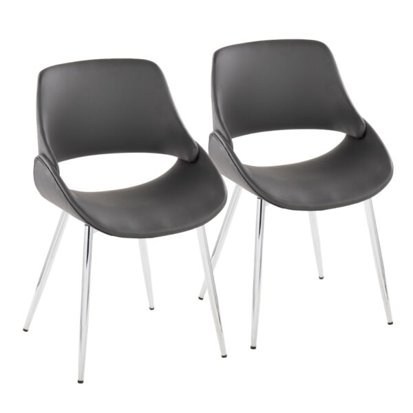 Fabrico - Mid-Century Modern Dining Chair (Set of 2) - Chrome / Gray