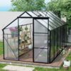 Polycarbonate Greenhouse Raised Base And Anchor Aluminum Heavy Duty Walk-In Greenhouses For Outdoor Backyard In All Season - Black - Image 4