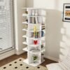 7 Tier Square Rotating Shoe Rack Tower With 360° Spinning Organizer - White - Image 4