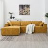 2 Pices Free Combination Minimalist Style Modular Sectional, Wrinkle Resistant Couch Set L Shaped Compressed Sofa For Living Room - Yellow - Image 20