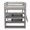 Full Size Loft Bed With Ladder, Shelves, And Desk - Gray - Image 4