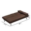 Futon Sofa Bed With Armrest Two Holders Wood Frame, Stainless Leg - Brown - Image 17