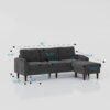 Convertible Combo Sofa, Sofa L Shaped, Sofa With Storage Cabinet Footstool, Living Room Sofa, Living Room 3 Seat Combo Sofa - Dark Gray - Image 3