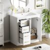 Bathroom Vanity With Ceramic Sink Combo, Frame Bathroom Storage Cabinet, Freestanding Vanity Set With 3 Drawers & Soft Closing Doors - White - Image 23