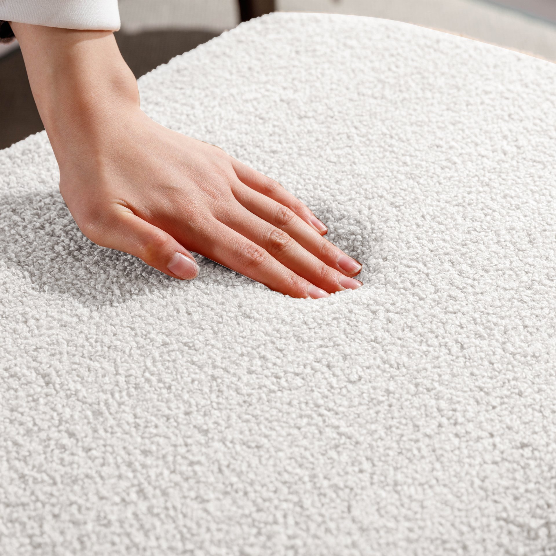 Storage Ottoman Bench For End Of Bed Gold Legs, Modern Ivory White Faux Fur Entryway Bench Upholstered Padded With Storage For Living Room Bedroom - Ivory - Image 11