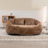 Bean Bag Sofa Lazy Sofa Durable Comfort Lounger High Back Bean Bag Chair Couch - Coffee - Image 4