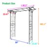 Metal Garden Arch Climbing Plants Support Rose Arch Outdoor - Black - Image 4
