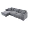 Modern Cloud Sectional Sofa L Shaped Luxury Couch Set With 2 Free Pillows 4 Seat With Oversized Chaise - Gray - Image 3