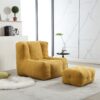 Modern Indoor Fluffy Bean Bag Chair With Memory Foam And Ottoman Super Soft Velvet - Yellow - Image 7