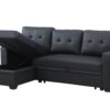 Upholstered Pull Out Sectional Sofa With Chaise - Black - Image 4
