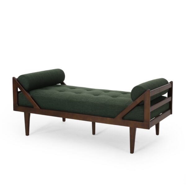 Chic Modern Chaise Lounge With Button Tufting And Bentwood Design - Blackish Green