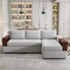 Sectional Sofa Upholstered Sofa Couch With Reversible Armrests For Living Room - Gray - Image 17