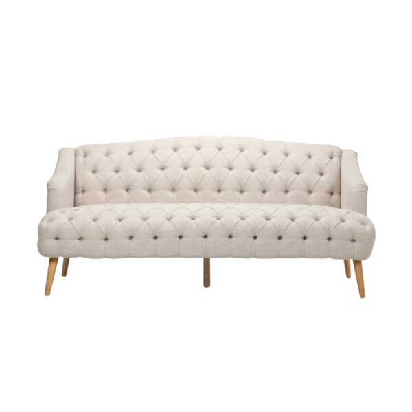 Comfy 3 Seat Sofa With Wooden Legs, For Living Room And Study - Beige