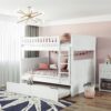 Full Over Full Bunk Bed With Twin Size Trundle, Guardrails - White - Image 13