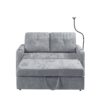 Modern Loveseat Pull Out Sofa Bed With Adjustable Backrest, Two Cup Holders, A Phone Holder, Three Charging Ports And Side Storage Pockets For Living Room - Gray - Image 16