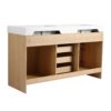 Original 60" Freestanding Bathroom Vanity With Double Resin Sink Soft Closing Doors & Drawers Plywood - Oak - Image 11
