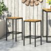 Outdoor Bar Stool With Slat Design And Metal Frame (Set of 2) - Teak / Black - Image 2
