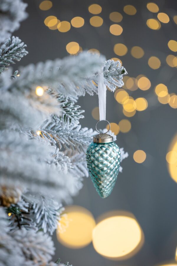 Tear Drop Ornament, Glass Decorative Hanging Christmas Tree Ornaments For Holiday Party Decorations (Set of 12) - Blue