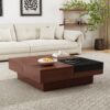 Italian Retro Inspired Acacia Wood Storage Coffee Table - Brown / Black - Image 4