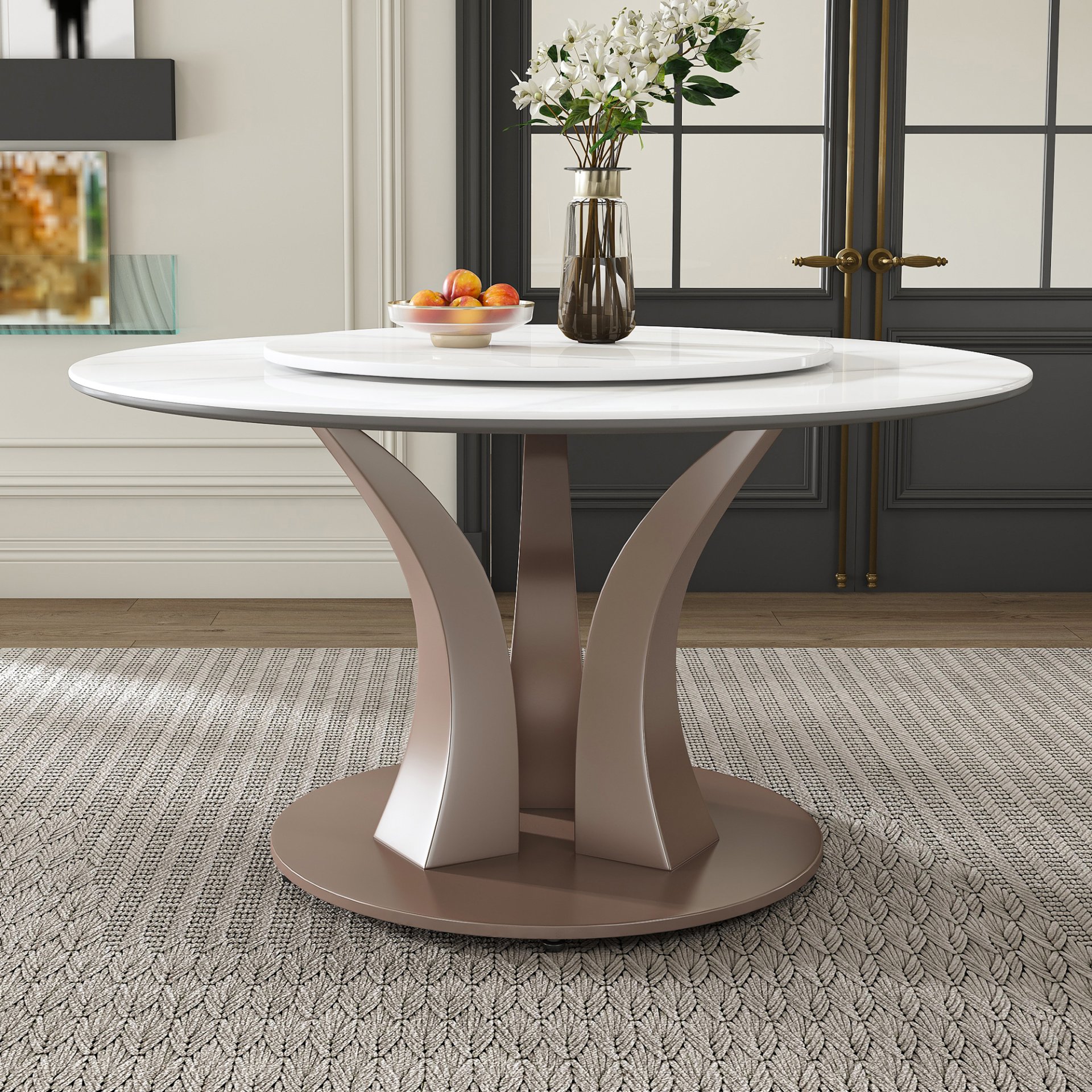 Table With Rotating Tray Scratch & Heat For Kitchen & Restaurant(Table Only - White - Image 4