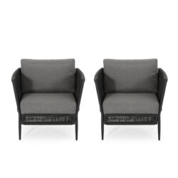 Hanford - Modern Club Chair With Woven Rope Design - Gray