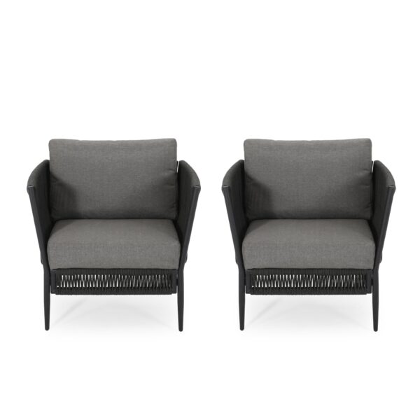 Hanford - Modern Club Chair With Woven Rope Design - Gray