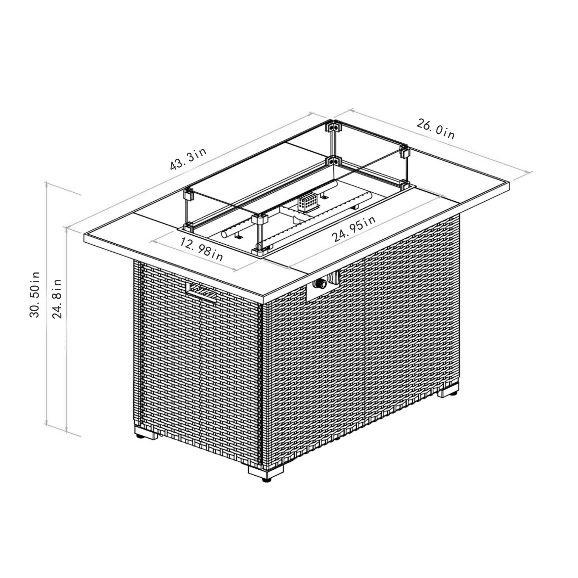 44" Outdoor Fire Pit Table, Propane Fire Table With Ceramic Tabletop Gas Fire Table - Espresso - Image 3