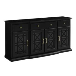 Classic Fretwork Detailed Glass Door Sideboard - Black