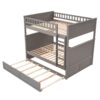 Full Over Full Bunk Bed With Twin Size Trundle, Guardrails - Brushed Gray - Image 2