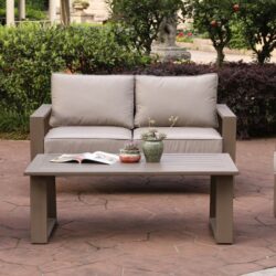 4 Piece Sofa Seating Group With Cushions, Wood Grained - Light Brown