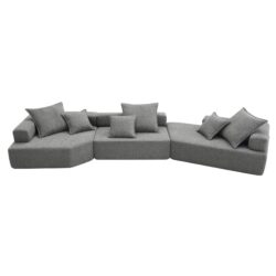 Oversized Modular Sectional Sofa, Luxury Boucle Floor Couch Set, Convertible Sleeper Couch, Spacious Foam-Filled Sofa Bed, 3 Piece Free Combination - Gray