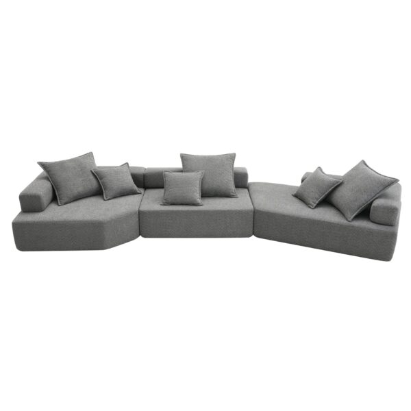 Oversized Modular Sectional Sofa, Luxury Boucle Floor Couch Set, Convertible Sleeper Couch, Spacious Foam-Filled Sofa Bed, 3 Piece Free Combination - Gray