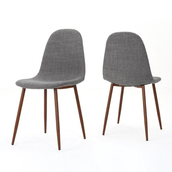 Mid Century Modern Fabric Upholstered Dining Chairs (Set of 2) - Light Gray Dark / Walnut