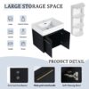 Modern Wall Mounted Bathroom Vanity With Resin Sink And Storage Rack Plywood - Black Chestnut - Image 5