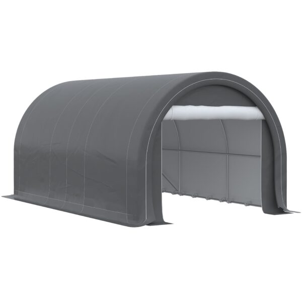 Outsunny - 10' x 16' Carport, Heavy Duty Portable Garage Storage Tent With Large Zippered Door, Anti-Uv Pe Canopy Cover For Car, Truck, Boat, Motorcycle, Bike, Garden Tools, Outdoor Work - Gray