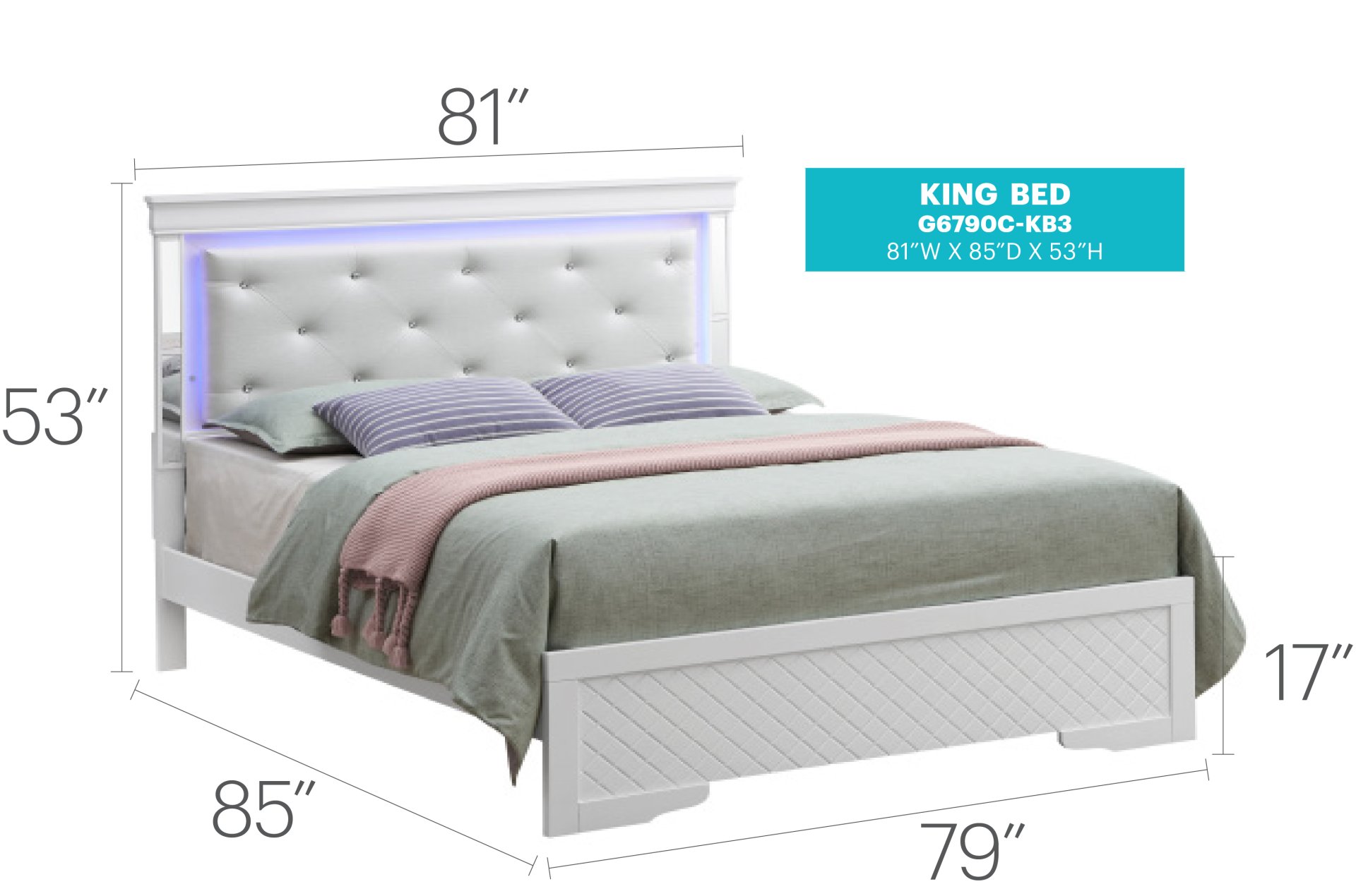King Elegant Bed - Silver Champagne - Image 2