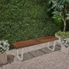 Intrinsic - Outdoor Dining Bench With Iron Legs And Slat Top - Dark Brown / White - Image 2