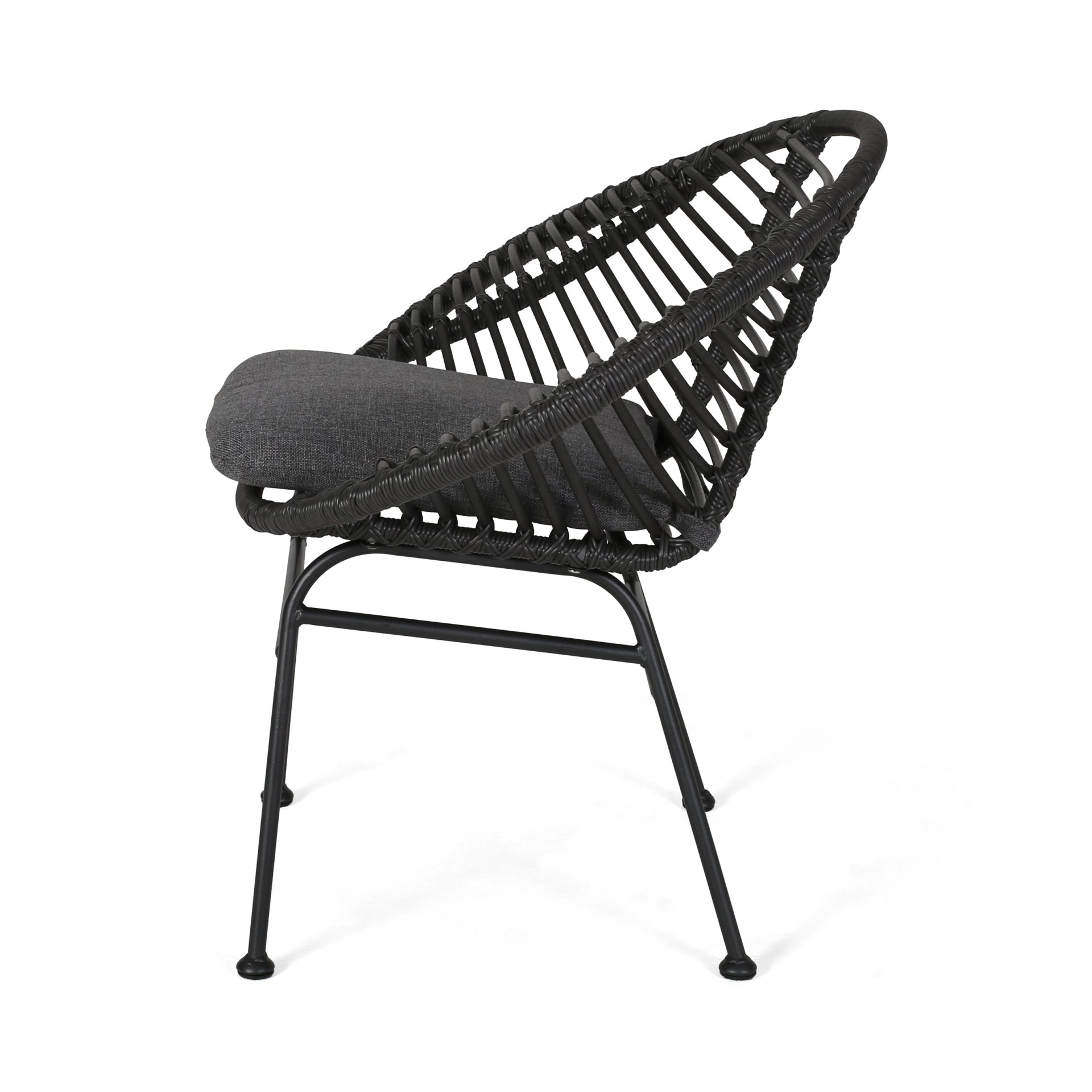 Cordella - Outdoor Woven Wicker Chairs With Cushions, (Set of 2) - Gray - Image 9