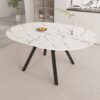 Modern Extendable Circular Dining Table With Top And Metal Legs For 4 - 6 Persons - White - Image 2