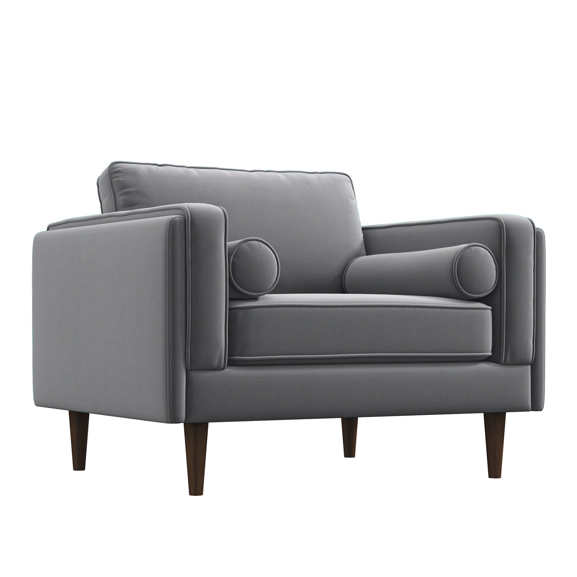 Amber - Velvet Lounge Chair - Brown / Gray - Image 10