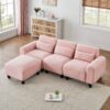 Teddy Fleece Creative Sofa Can Be Assembled Into A Two-Seater Sofa Plus A Single Couch With Three Waist Pillows To Perfectly Stretch Your Waist For Small Apartment Bedroom Spaces - Pink - Image 6
