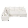 Sectional Sofa Pull-Out Sofa Bed Sleeper With A Storage Ottoman, Three Pillows And Charging Devices For Living Room - Cream - Image 11