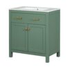 Bathroom Vanity With Ceramic Sink, Modern Single Bathroom Cabinet With 2 Doors And A Shelf, Soft Close Doors - Green - Image 15